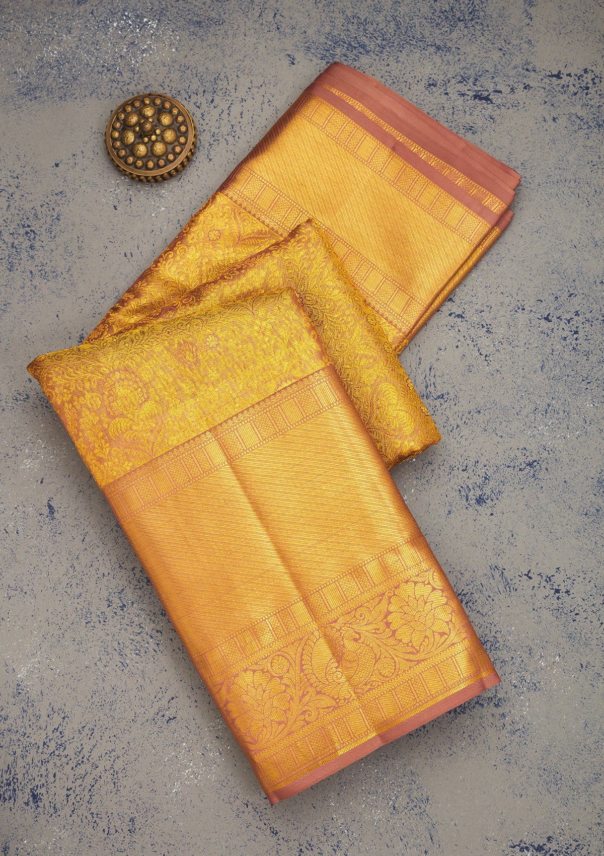 Light Brown Zariwork Pure Silk Saree-Koskii