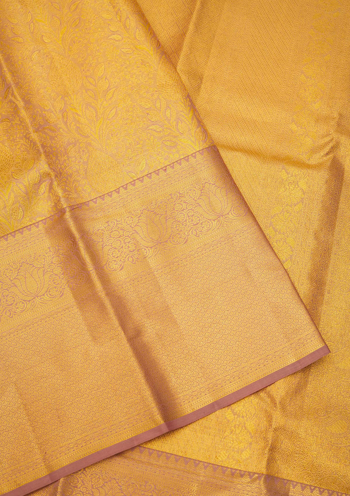 Light Brown Zariwork Pure Silk Saree-Koskii
