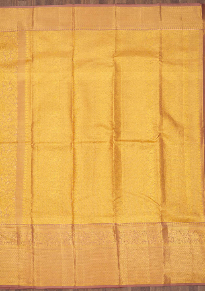 Light Brown Zariwork Pure Silk Saree-Koskii