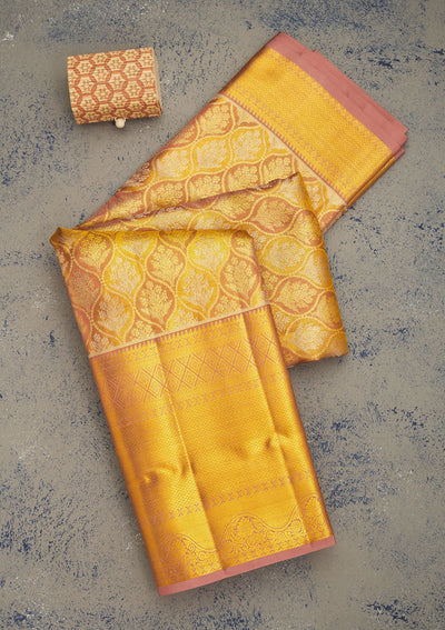 Light Brown Zariwork Pure Silk Saree-Koskii