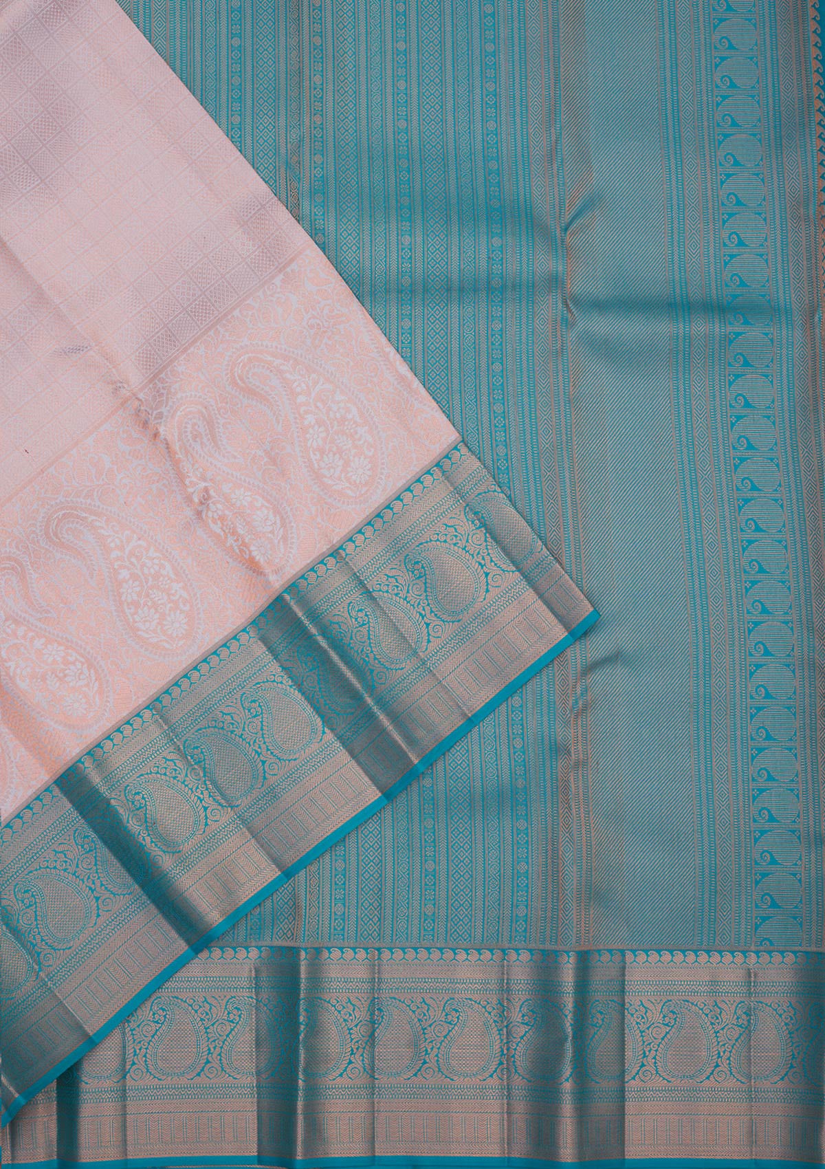 Light Grey Zariwork Pure Silk Saree-Koskii