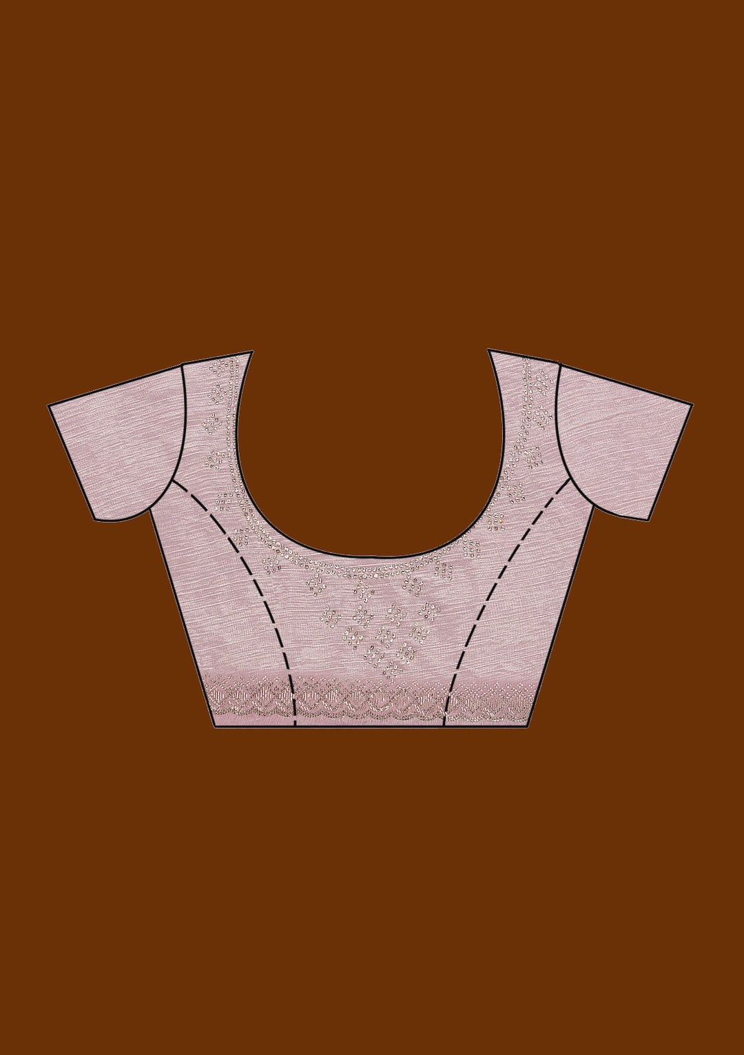 Light Peach Stonework Chiffon Saree