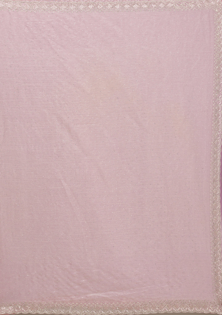 Light Peach Stonework Chiffon Saree