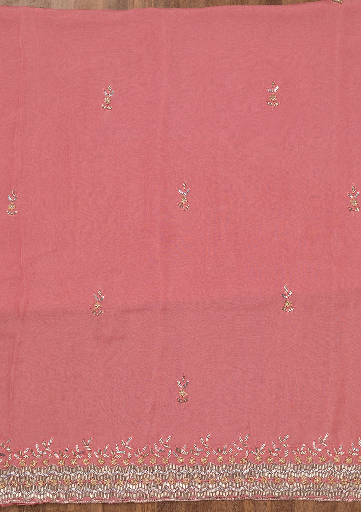 Light Peach Stonework Tissue Unstitched Salwar Suit