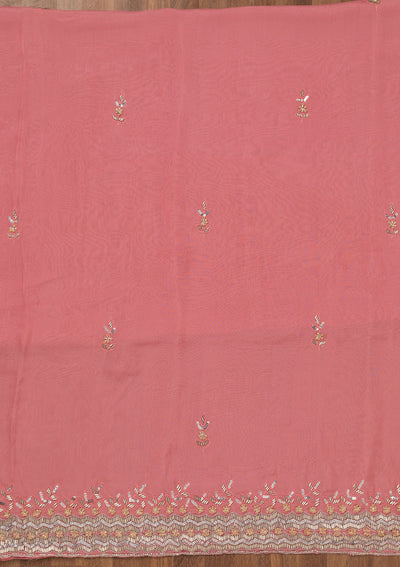 Light Peach Stonework Tissue Unstitched Salwar Suit