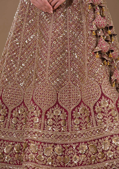 Light Brown Sequins Net Readymade Lehenga-Koskii