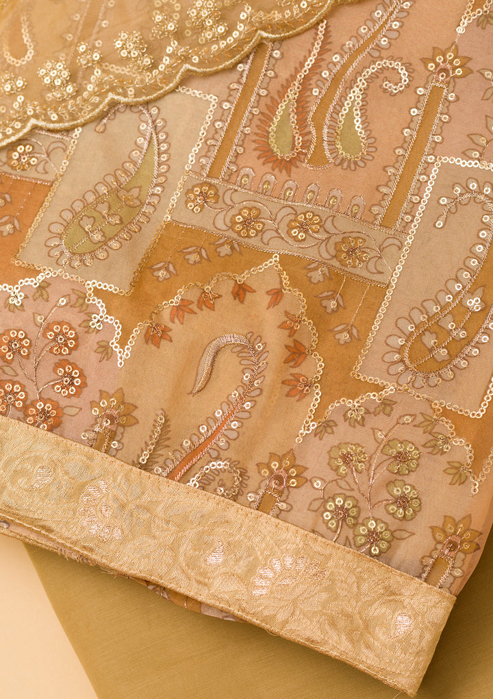 Light Brown Sequins Tissue Unstitched Salwar Suit