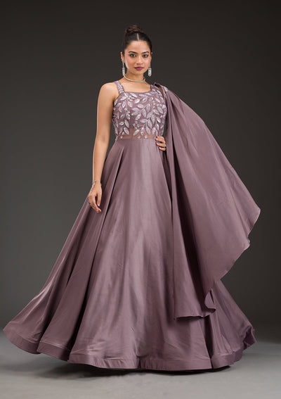 Light Brown Stonework Satin Gown-Koskii