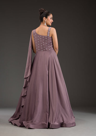 Light Brown Stonework Satin Gown-Koskii