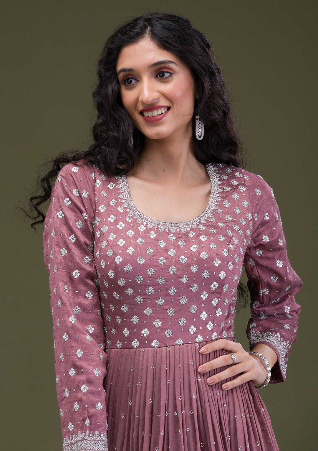 Light Brown Zariwork Georgette Readymade Salwar Suit-Koskii