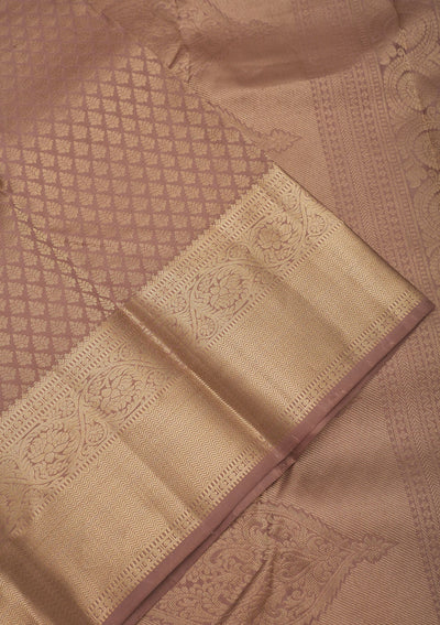 Light Brown Zariwork Pure Silk Saree-Koskii