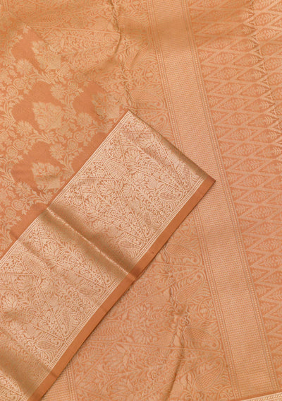 Light Brown Zariwork Pure Silk Saree-Koskii