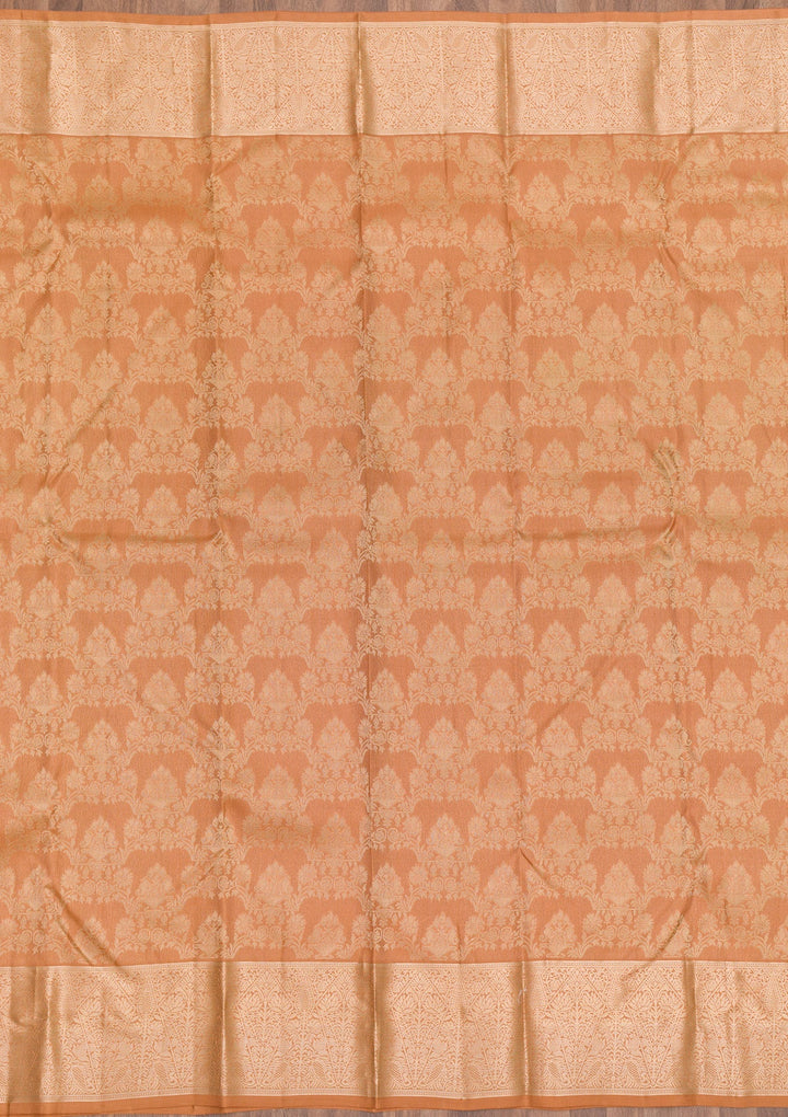 Light Brown Zariwork Pure Silk Saree-Koskii