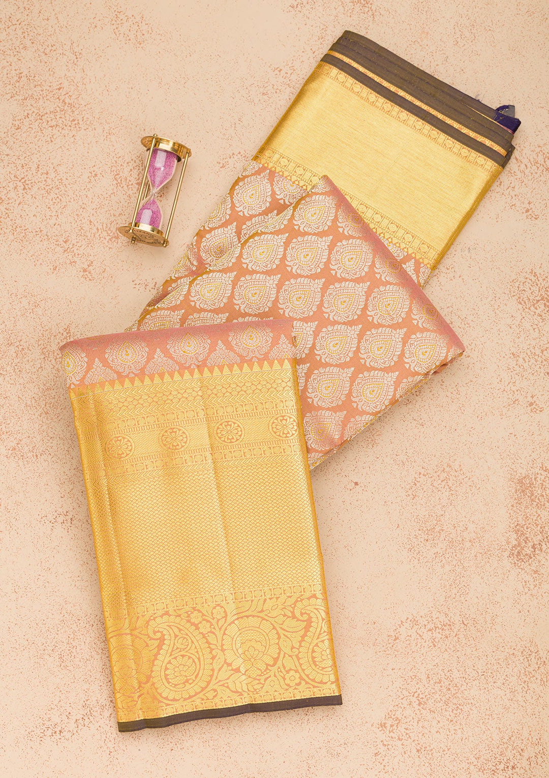 Light Brown Zariwork Pure Silk Saree-Koskii