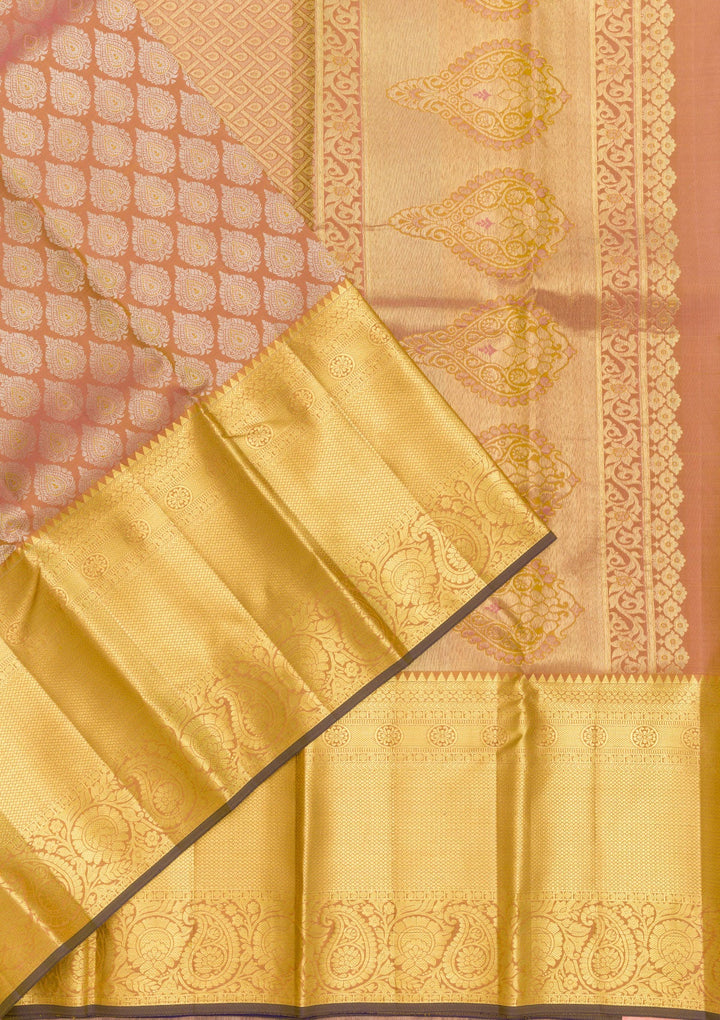 Light Brown Zariwork Pure Silk Saree-Koskii