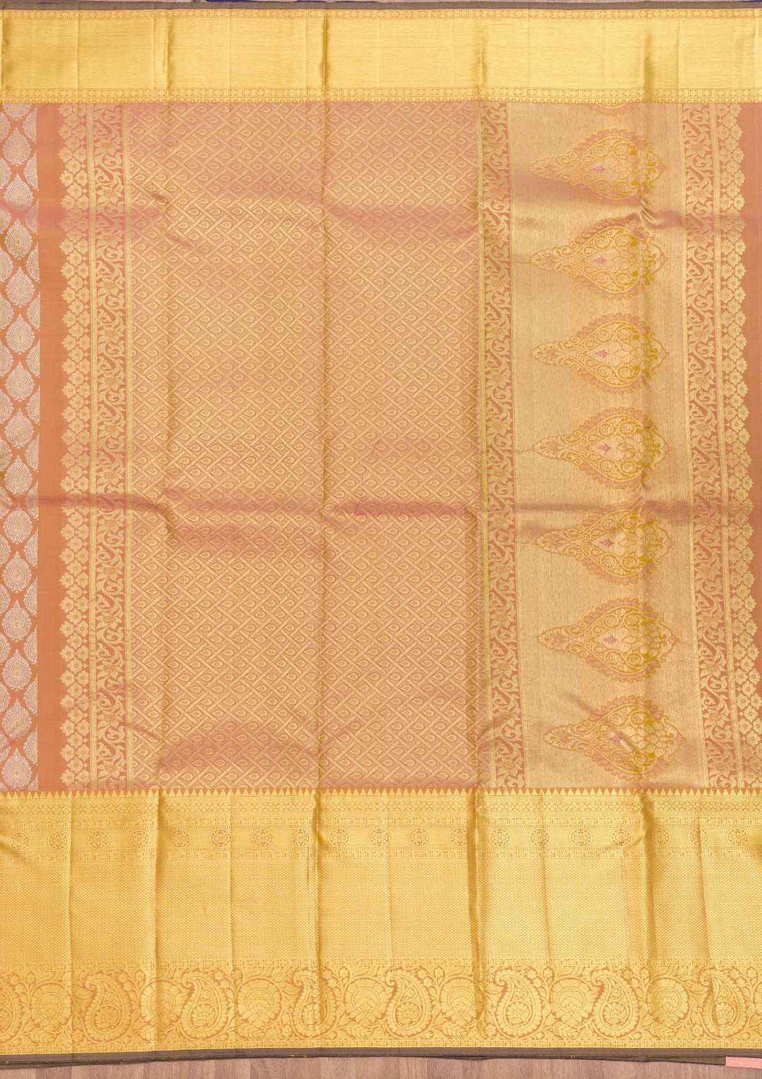 Light Brown Zariwork Pure Silk Saree-Koskii