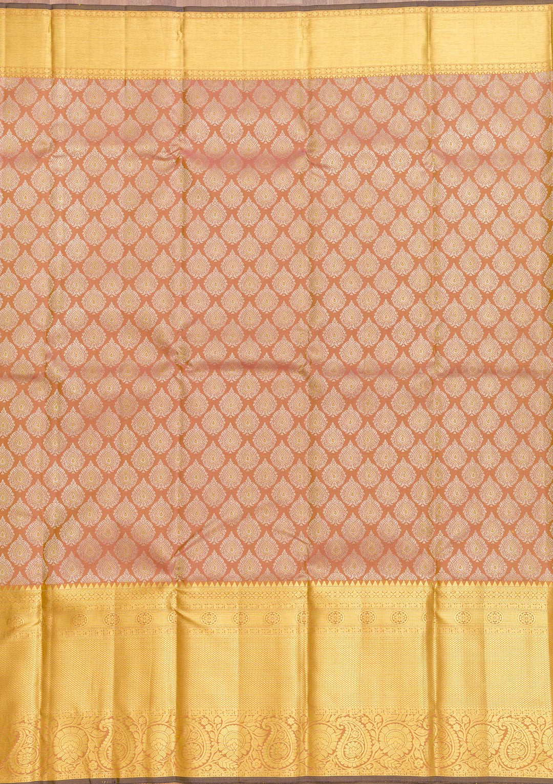 Light Brown Zariwork Pure Silk Saree-Koskii