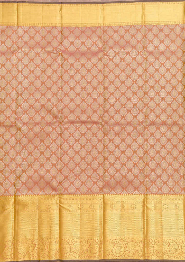 Light Brown Zariwork Pure Silk Saree-Koskii
