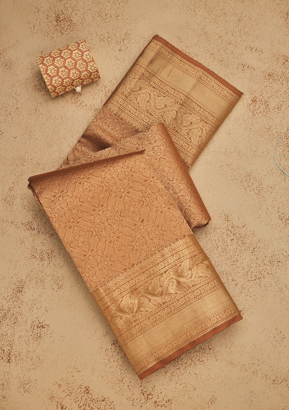 Light Brown Zariwork Pure Silk Saree-Koskii