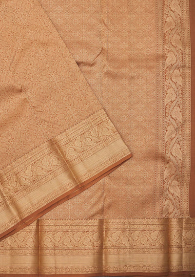 Light Brown Zariwork Pure Silk Saree