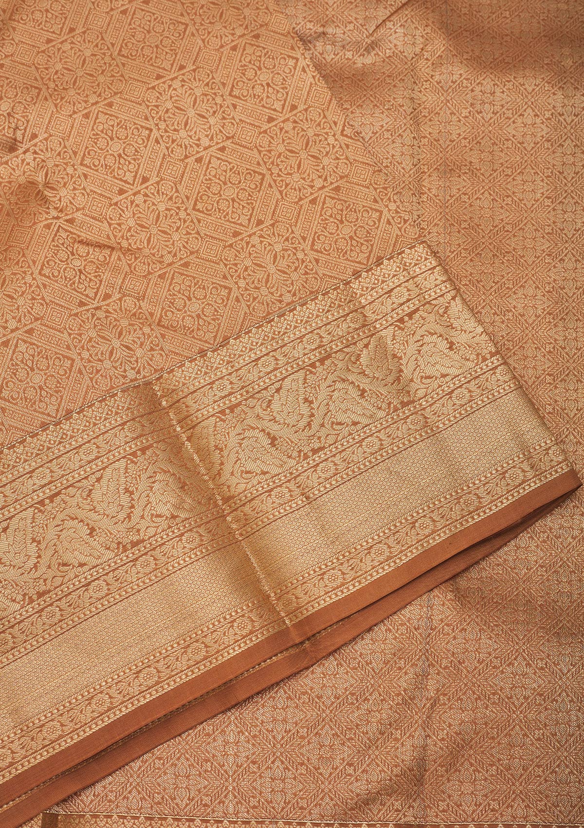 Light Brown Zariwork Pure Silk Saree