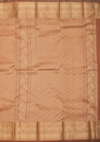 Light Brown Zariwork Pure Silk Saree