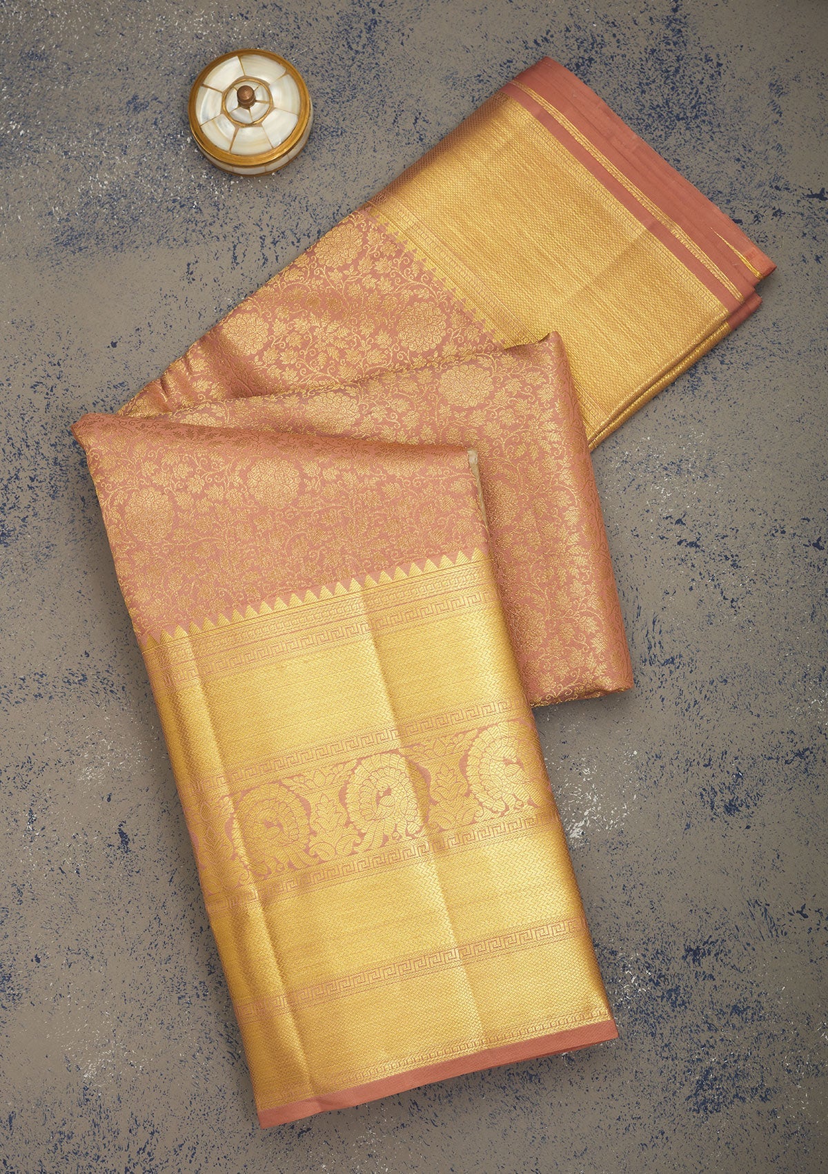 Light Brown Zariwork Pure Silk Saree-Koskii