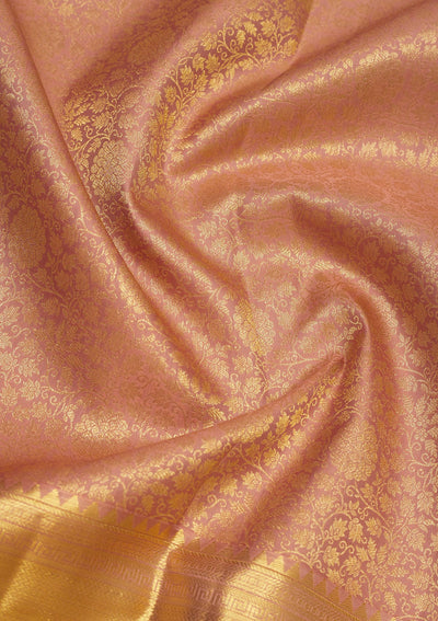 Light Brown Zariwork Pure Silk Saree-Koskii