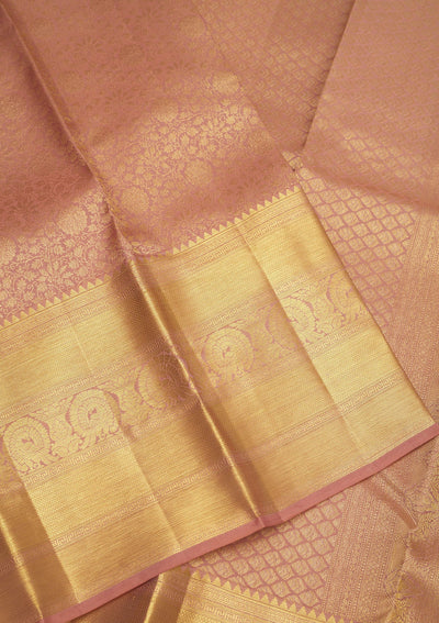 Light Brown Zariwork Pure Silk Saree-Koskii