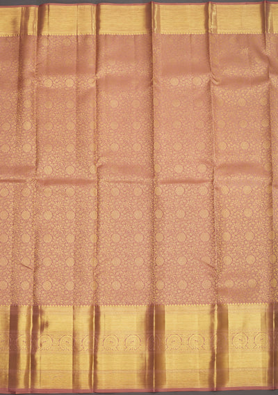 Light Brown Zariwork Pure Silk Saree-Koskii