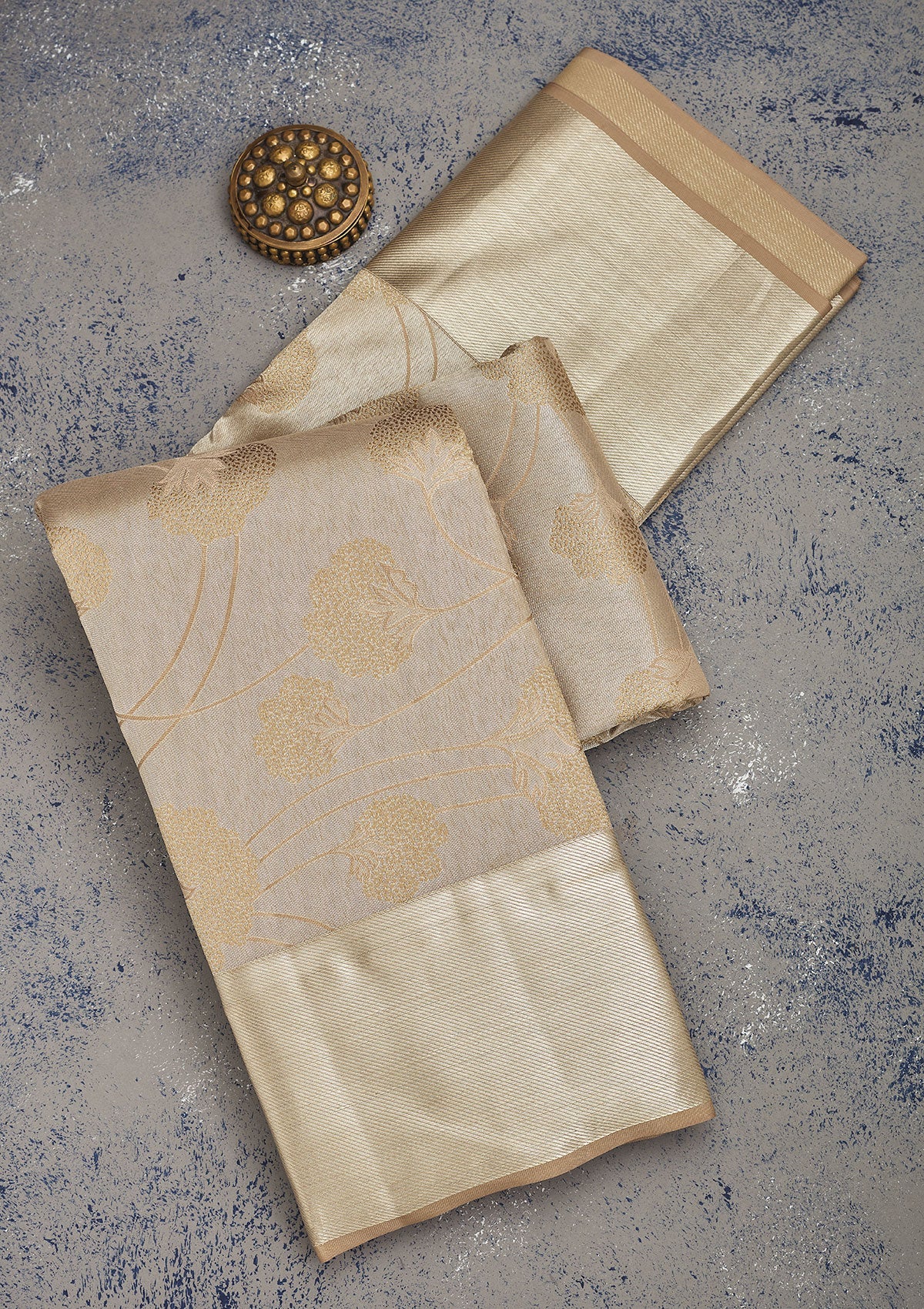 Light Brown Zariwork Pure Silk Saree-Koskii