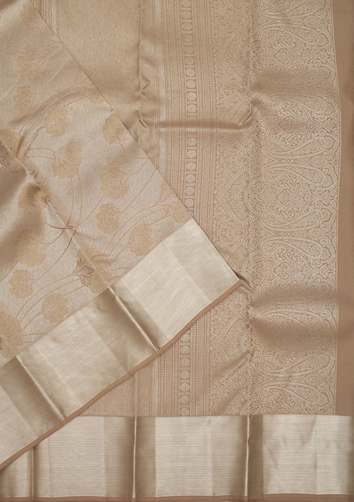 Light Brown Zariwork Pure Silk Saree-Koskii