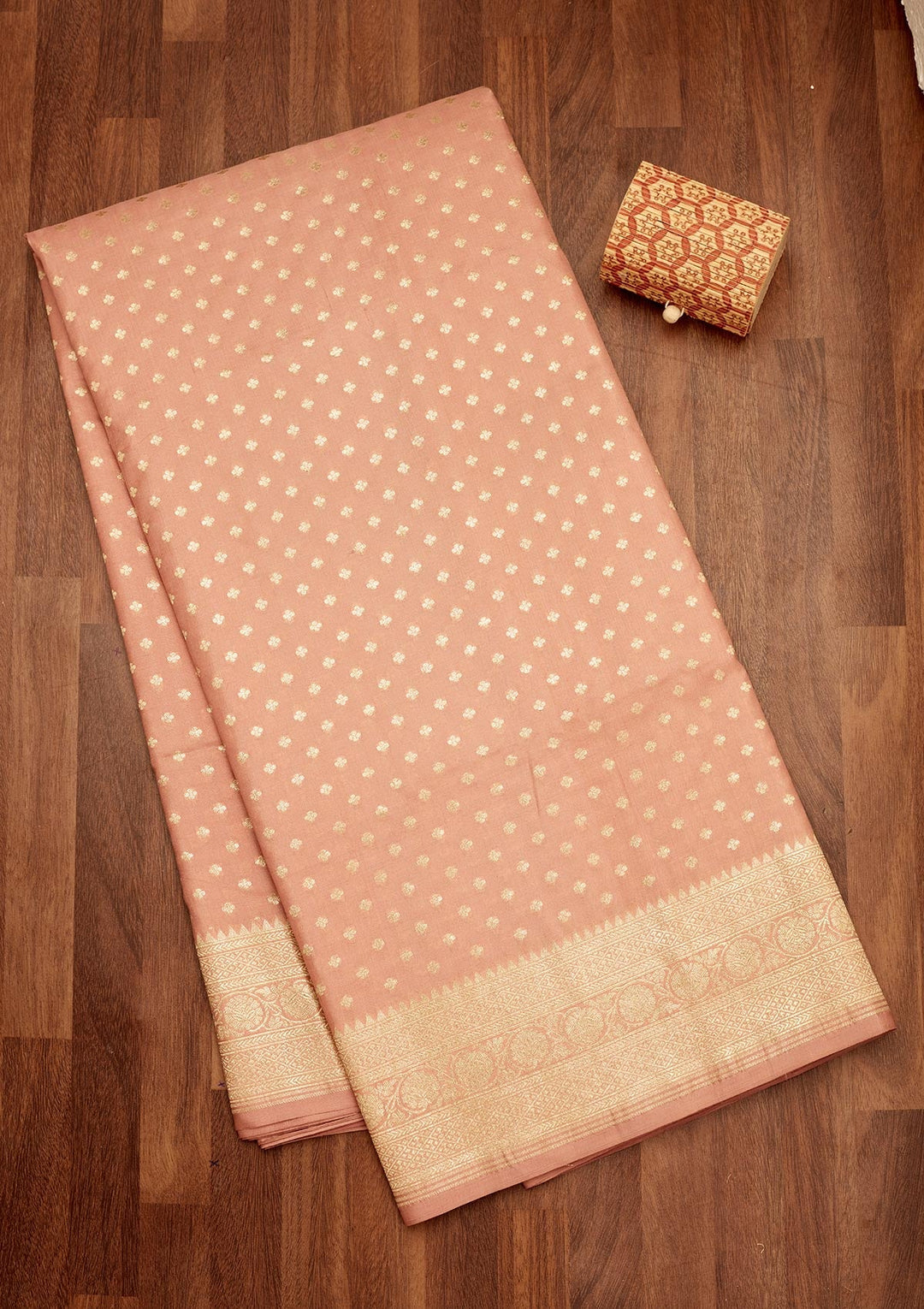 Light Brown Zariwork Pure Silk Saree-Koskii