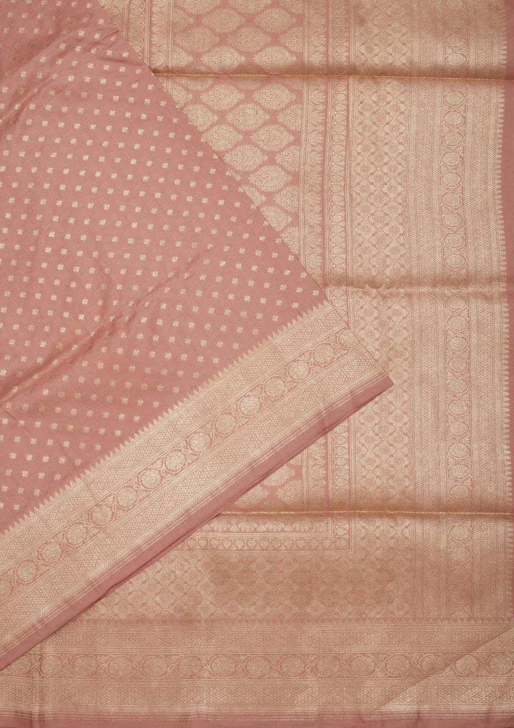 Light Brown Zariwork Pure Silk Saree-Koskii