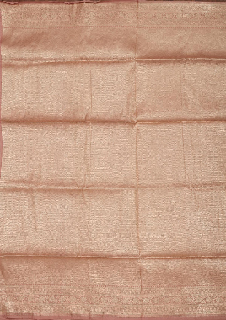 Light Brown Zariwork Pure Silk Saree-Koskii