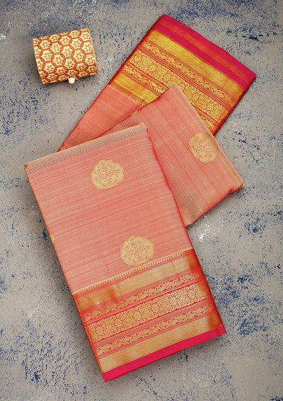 Light Brown Zariwork Pure Silk Saree-Koskii