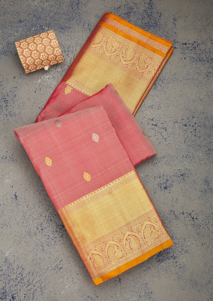 Light Brown Zariwork Pure Silk Saree-Koskii