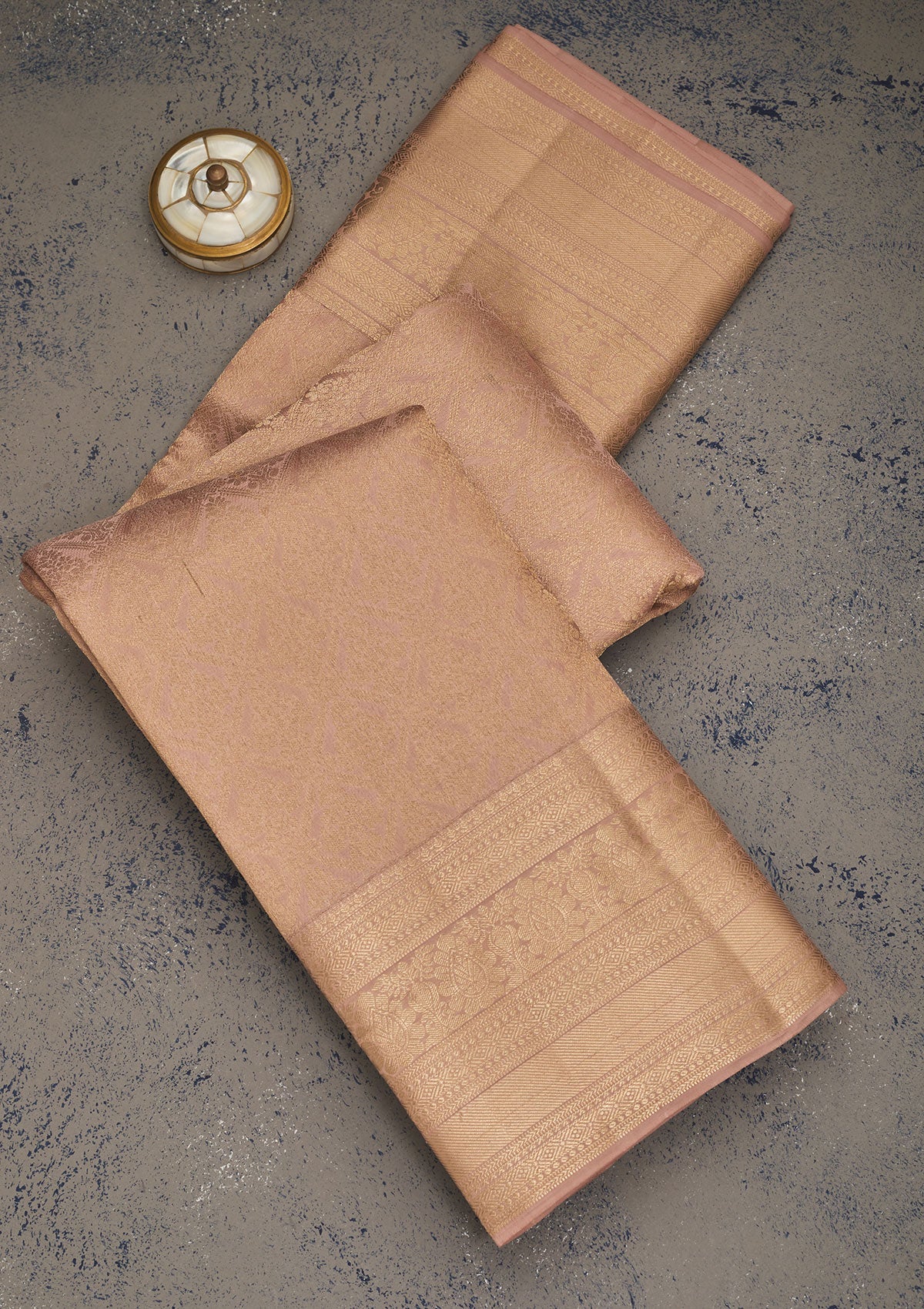 Light Brown Zariwork Pure Silk Saree-Koskii