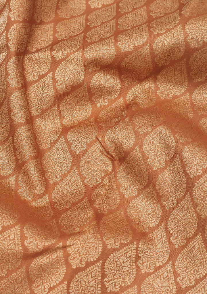 Light Brown Zariwork Pure Silk Saree-Koskii