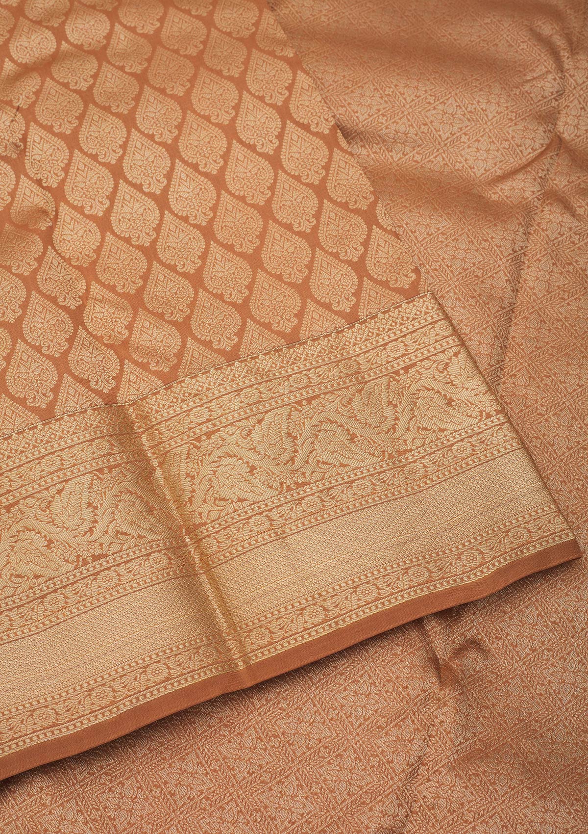 Light Brown Zariwork Pure Silk Saree-Koskii