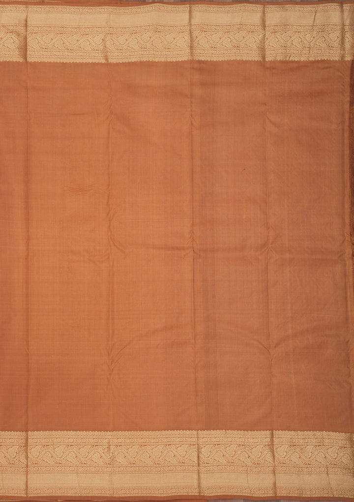 Light Brown Zariwork Pure Silk Saree-Koskii