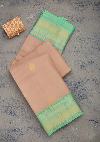 Light Brown Zariwork Pure Silk Saree-Koskii