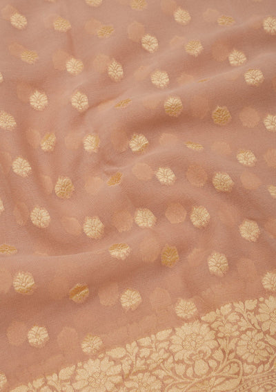 Light Brown Zariwork Pure Silk Saree-Koskii