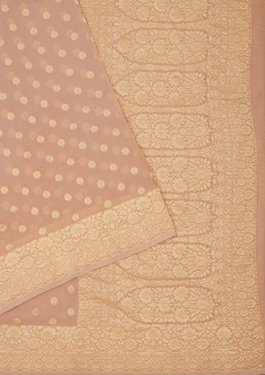 Light Brown Zariwork Pure Silk Saree-Koskii