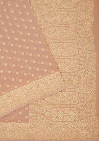 Light Brown Zariwork Pure Silk Saree-Koskii