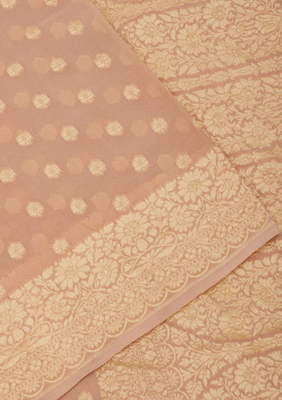 Light Brown Zariwork Pure Silk Saree-Koskii