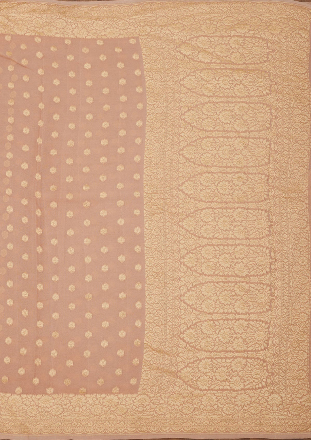 Light Brown Zariwork Pure Silk Saree-Koskii