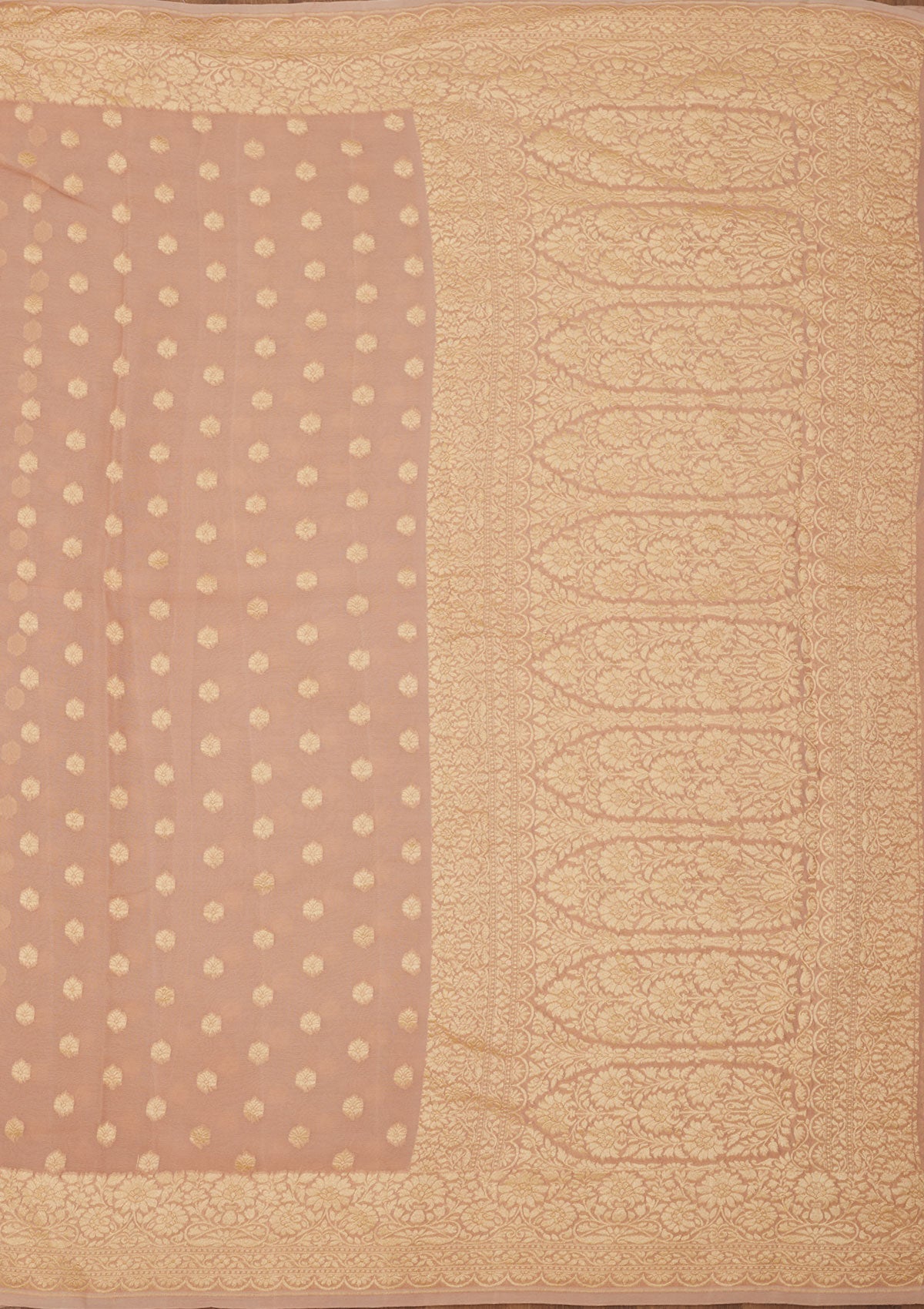 Light Brown Zariwork Pure Silk Saree-Koskii