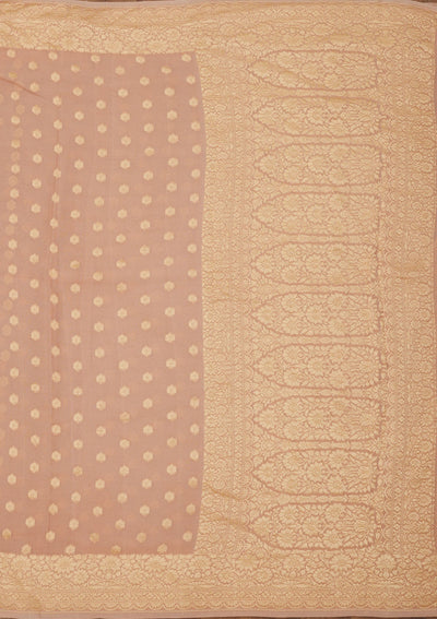 Light Brown Zariwork Pure Silk Saree-Koskii