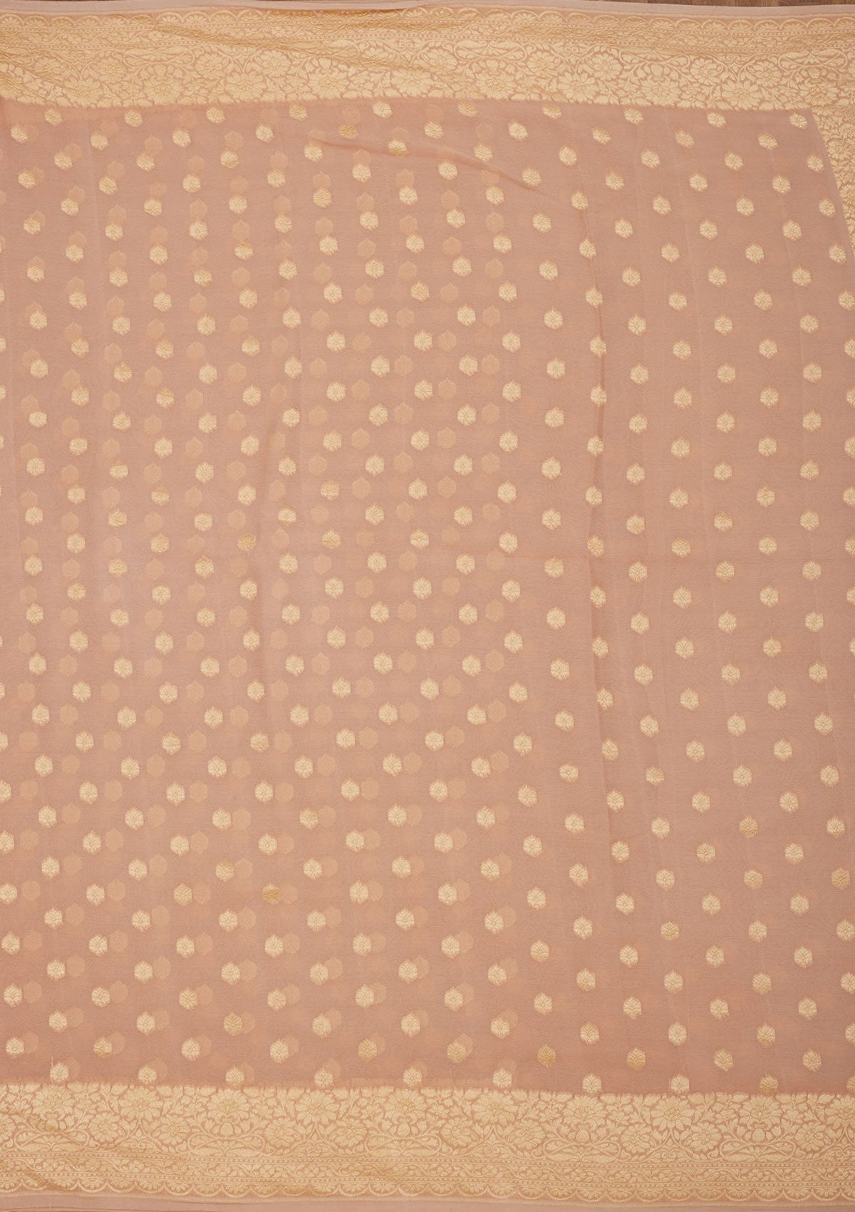 Light Brown Zariwork Pure Silk Saree-Koskii